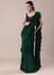 Deep Green Frill Saree With Blouse