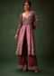 Deep Mauve Anarkali Suit Set With Velvet Pants And Embroidered Jacket