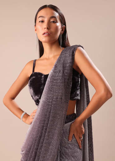 Deep Purple Ombre Shimmer Saree