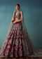 Deep Red Hand Embroidered Bridal Lehenga And blouse Set In Velvet