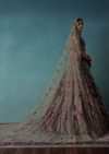 Deep Red Hand Embroidered Bridal Lehenga And blouse Set In Velvet