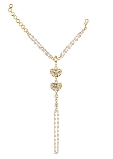 Delicate Gold Finish Hath Phool With Kundan Work