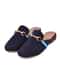 Denim Mules With Turquoise Beaded Embroidery And Half Inch Heel