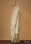 Beige White Kanjivaram Saree In Banarasi Uppada Silk With Unstitched Blouse