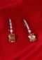 Diamond studded silver hoop earring with honey brown crystal stone only on Kalki