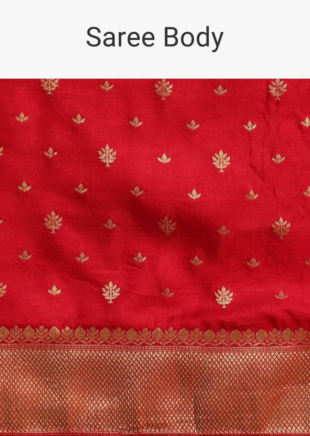 Dola Silk Red Bandhani Saree With Meenakari Border Pallu And Unstitched Blouse