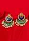 Double layer chandbali earring  with emerald green and persian blue semi precious stone