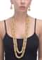 Double Layered Pearl Necklace With Carved Beads And Matching Jhumkas Online - Kalki Fashion
