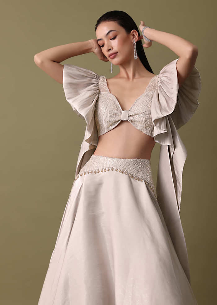 Double Layered Skirt With Lilac Frill Blouse