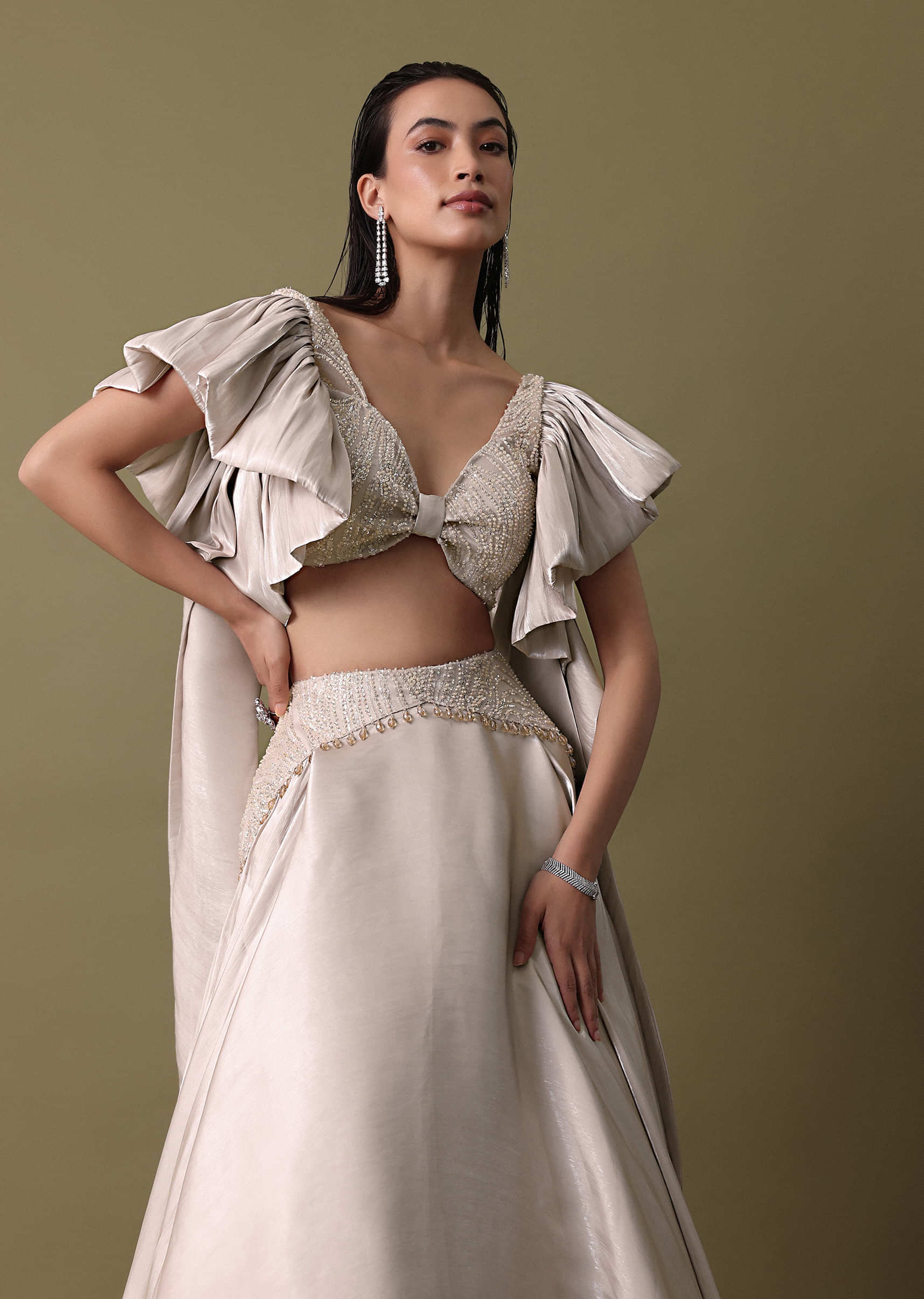 herlipto Layered Frilled Satin Skirt Double Layered Skirt