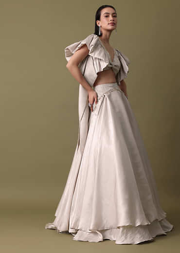 Double Layered Skirt With Lilac Frill Blouse