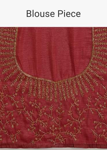 Dusky Brown Crushed Tissue Saree With Stones Cutdana Embroidered Scallop Border