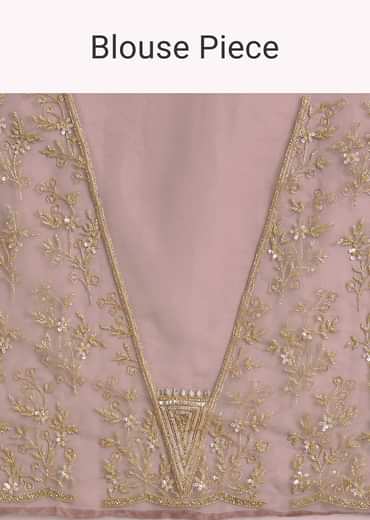 Dusky Lavender Organza Saree With Stones Cutdana Sequins Embroidery