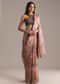 Dusky Peach Crush Tissue Saree With Floral Print And Zari Embroidery