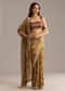 Dusky Yellow Tissue Saree With Sequins And Mirror Embroidery