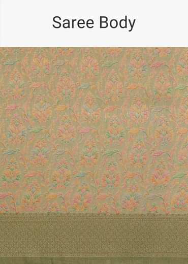 Dusky Green Tissue Silk Woven Saree