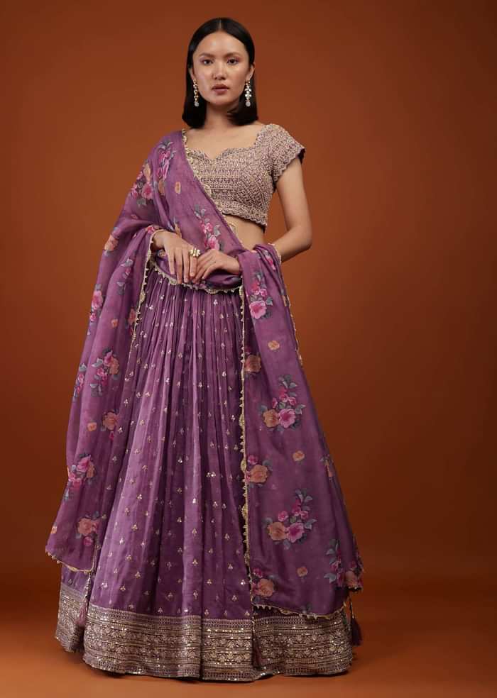 Mauve Purple Lehenga With Embroidery