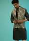 Dusty Olive Nehru Jacket And Olive Kurta Set With Patola Printed Jaal