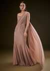 Dusty Pink Fishcut Drape Saree With Embellished Corset Blouse