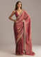 Dusty Pink Jacquard Saree With Floral Embroidery