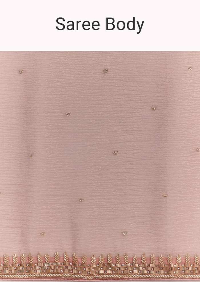 Dusty Rose Cutdana And Stone Embroidered Tissue Saree