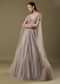 Dusty Beige Embroidered Gown With Cowl Sleeves