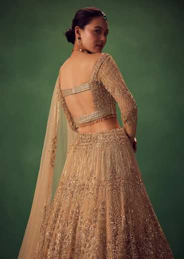 Dusty Gold Sequin Work Lehenga Set