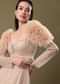 Dusty Peach Embroidered Ruffle Sleeve Gown Kalki
