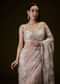 Dusty Pink Silver Blouse With Open Saree And Lace Detailing