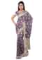 Eggplant purple banarasi silk saree with matching blouse piece only on Kalki