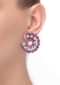 Eggplant Purple Crescent Stud Earrings Embellished With Stones And Crystals Online - Kalki Fashion