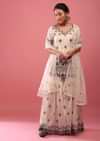 Daisy White Lucknowi Sharara Suit In Cotton With Embroidery