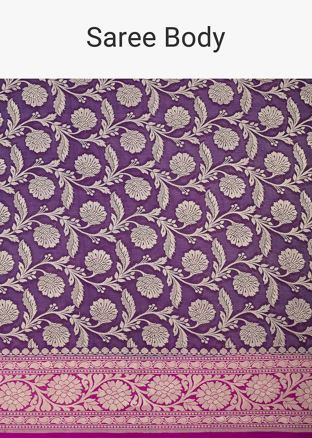 Elegant Banarasi Saree With Floral Zari Jaal Work All Over