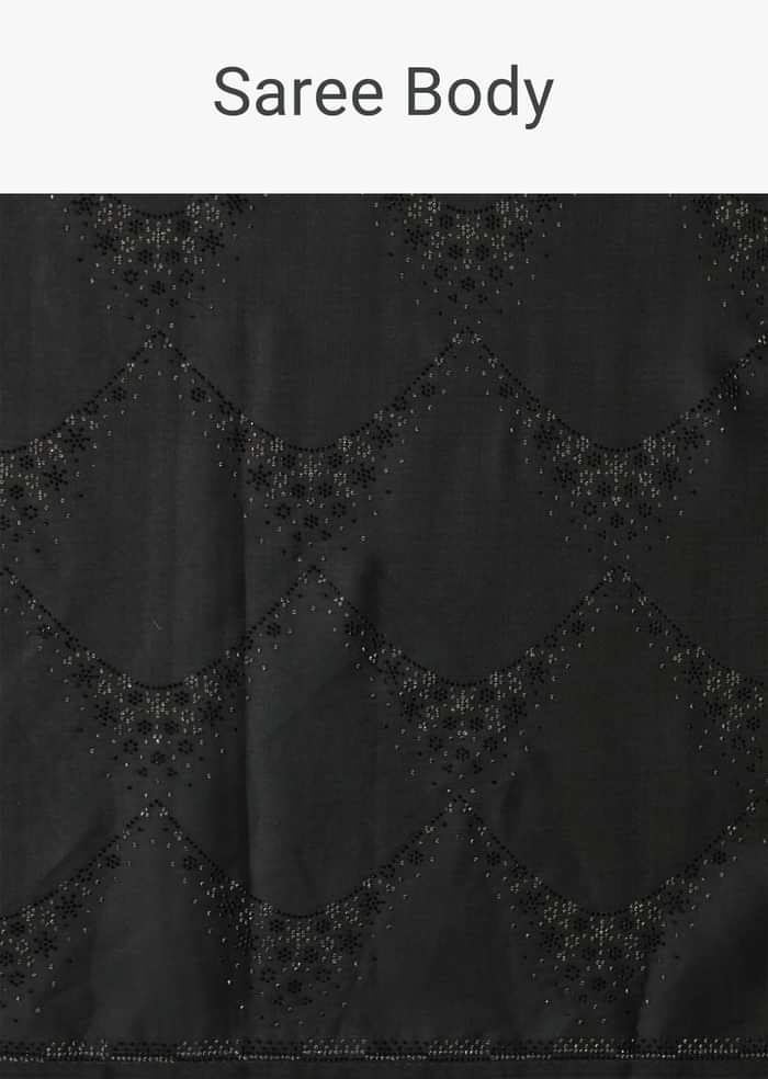Elegant Black Satin Saree With Unstitched Blouse