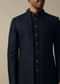 Elegant Black Textured Indowestern Set For Men
