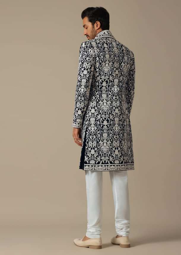 Elegant Blue Groom's Indowestern Ensemble Elegant Blue Groom's Indowestern Ensemble