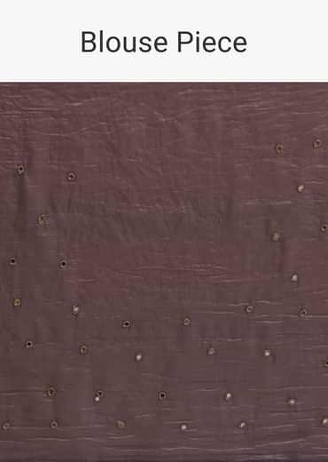 Elegant Brown Saree With Mirror and Stone Work