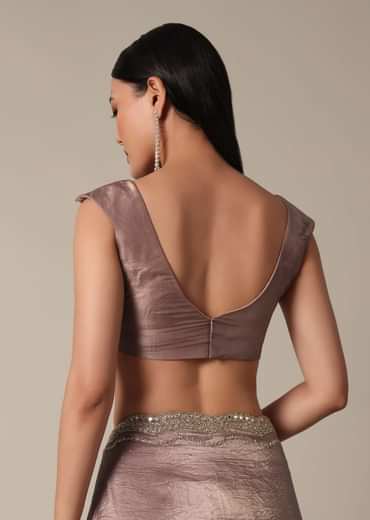 Elegant Brown Saree With Mirror and Stone Work