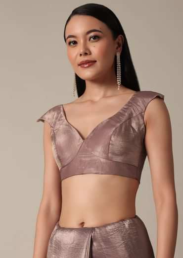 Elegant Brown Saree With Mirror and Stone Work