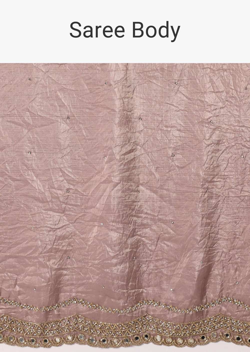 Elegant Brown Saree With Mirror and Stone Work