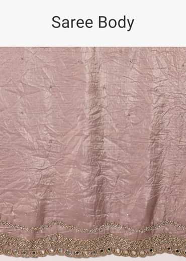 Elegant Brown Saree With Mirror and Stone Work