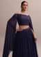 Elegant Georgette Purple Lehenga Set With Embroidered Off-Shoulder Crop Top