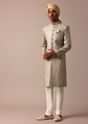 Elegant Green Banarasi Silk Sherwani Set
