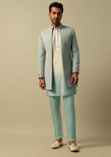 Elegant Green Ombre Indowestern For Men