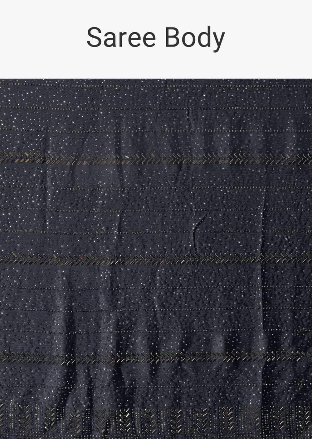 Elegant Grey Satin Saree With An Unstitched Blouse Fabric