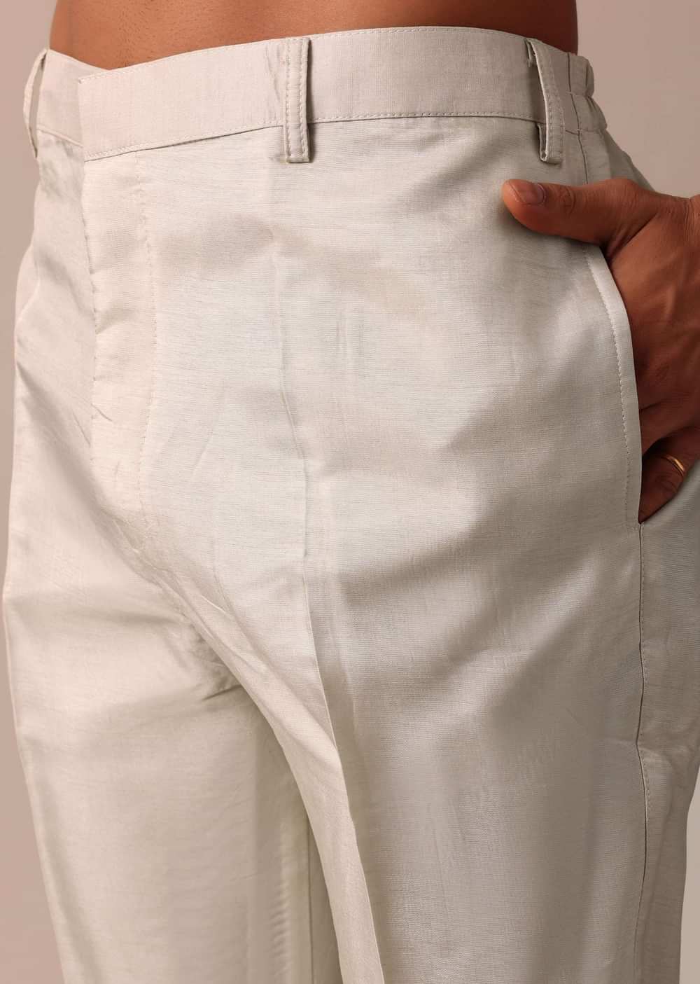 Elegant Beige Silk Sherwani Set With Intricate Embroidery