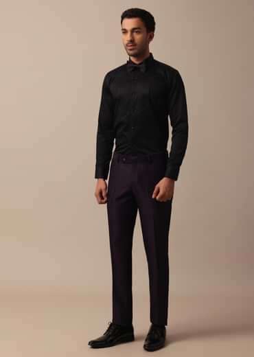 Elegant Intricate Embroidered Tuxedo Set in Purple