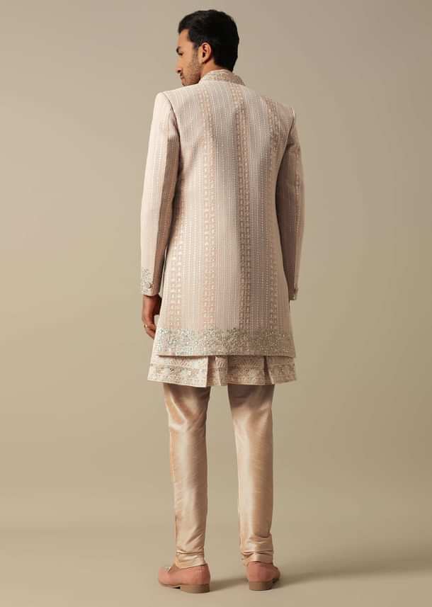 Elegant Peach Indowestern Sherwani Set