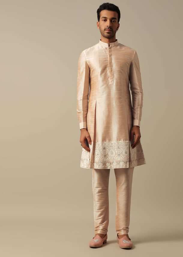 Elegant Peach Indowestern Sherwani Set