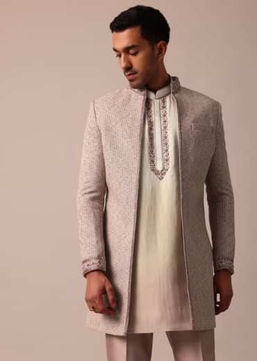 Elegant Peach Indowestern With Ombre Detailing